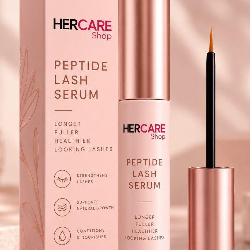 HerCare Peptide Lash Serum bottle and box